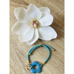 Bracelet coulissant nylon fleur pampille "Aura " 30 mm