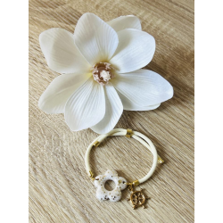 Bracelet coulissant nylon fleur « pampille  « 30 mm