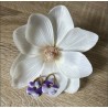 Pampilles interchangeables  " Nuafleur " Violette et blanche 20 mm