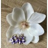 Pampilles interchangeables  " Aloha Bloom " Vichy  Violette et blanche  .