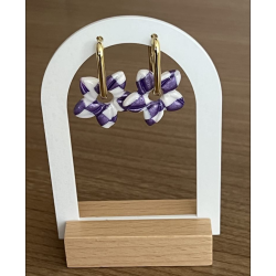 Pampilles interchangeables " Aloha Bloom " vichy violette et blanche
