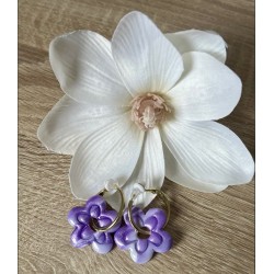 Pampilles interchangeables " Fleur  Mystiflor " Violette et blanche .