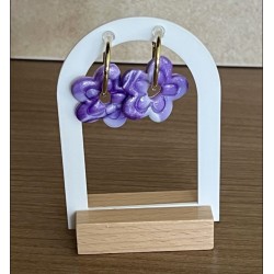 Pampilles interchangeables " Fleur  Mystiflor " Violette et blanche .