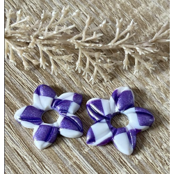 Pampilles interchangeables " Aloha bloom " Vichy violette et blanche