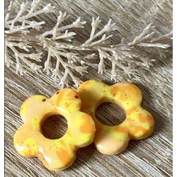 Pampilles interchangeables " Aura " Jaune , orange paillettes .