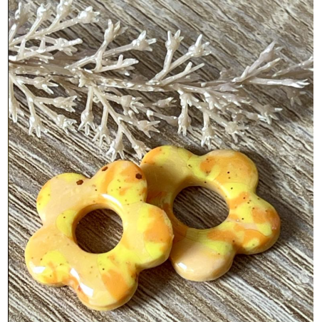 Pampilles interchangeables " Aura " Jaune , orange paillettes .