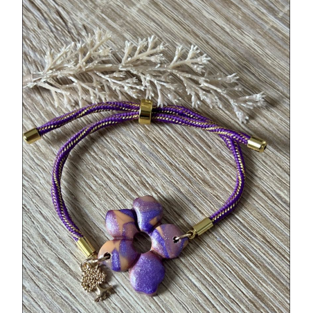 Bracelet coulissant Pampille + charm .