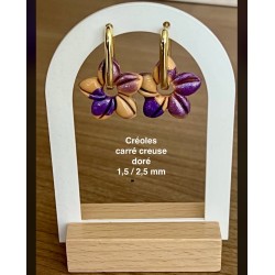 Pampille interchangeables " Aloha Bloom " Pêche et Violet .