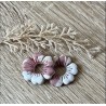 Pampilles interchangeables " Douce Floraison " Vieux rose et blanche . 25 mm