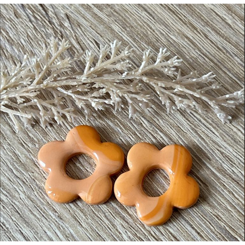 Pampilles interchangeables " Aura " Marbré orange 25 mm Pampilles interchangeables " Aura " Marbré orange 25 mm