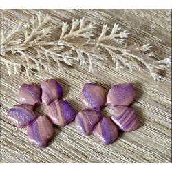 Pampilles interchangeables " Florinette " Marbré mauve doré 25 mm .