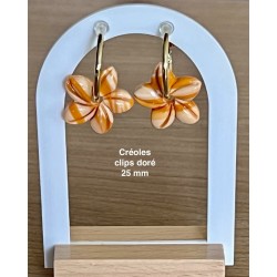 Pampilles interchangeables " Aloha bloom " Marbré Orange .