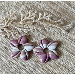Pampilles interchangeables " Aloha Bloom " Vieux rose et blanche .