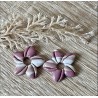 Pampilles interchangeables " Aloha Bloom " Vieux rose et blanche .