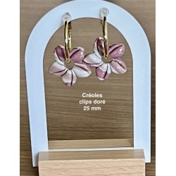 Pampilles interchangeables " Aloha Bloom " Vieux rose et blanche .