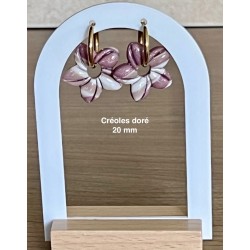 Pampilles interchangeables " Aloha Bloom " Vieux rose et blanche .