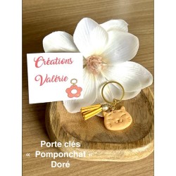 Porte clés pomponchat Argenté ou Doré .