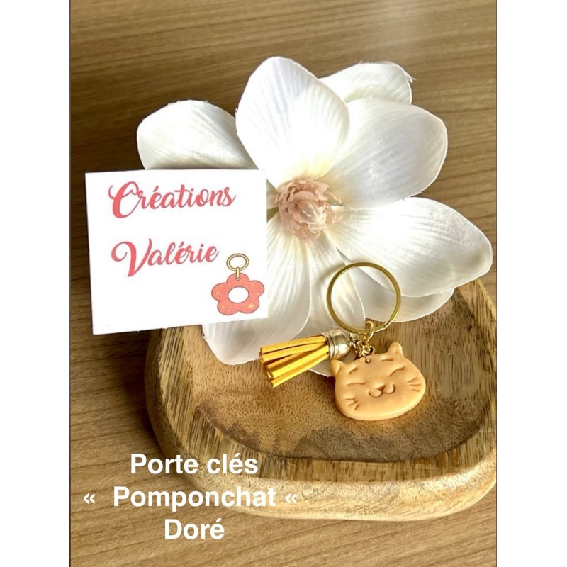 Porte clés pomponchat Argenté ou Doré .