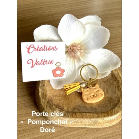 Porte clés pomponchat Argenté ou Doré .