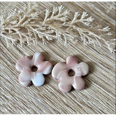 Pampilles interchangeables " Nuafleur " Marbré beige et blanche .20 mm.