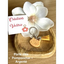 Porte clés pomponchat Argenté ou Doré .