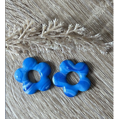 Pampilles interchangeables " Aura " Marbré bleu océan 25 mm.