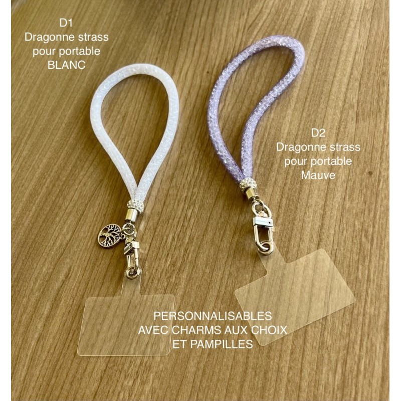 Dragonne poignet pour portable Personnalisable .