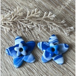 Pampilles interchangeables " Etoile d'azur " Marbré bleu 30 mm