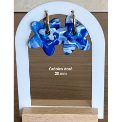 Pampilles interchangeables " Etoile d'azur " Marbré bleu 30 mm
