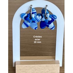 Pampilles interchangeables " Etoile d'azur " Marbré bleu 30 mm