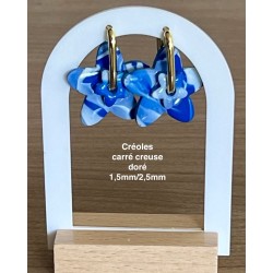 Pampilles interchangeables " Etoile d'azur " Marbré bleu 30 mm