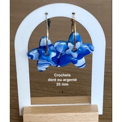 Pampilles interchangeables " Etoile d'azur " Marbré bleu 30 mm