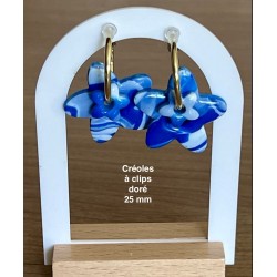 Pampilles interchangeables " Etoile d'azur " Marbré bleu 30 mm