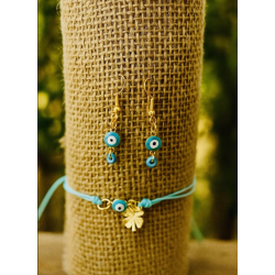Parure bracelet noeud coulissant & boucles d'oreilles .