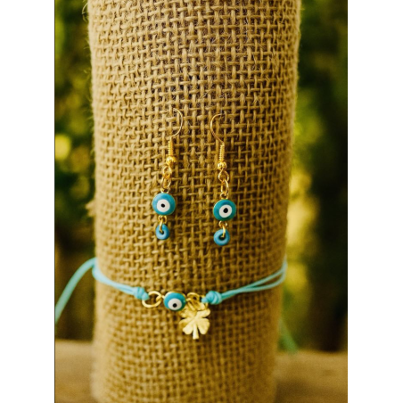 Parure bracelet noeud coulissant & boucles d'oreilles .