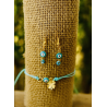 Parure bracelet noeud coulissant & boucles d'oreilles .