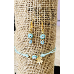 Parure bracelet noeud coulissant & boucles d'oreilles .