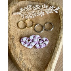 Pampilles interchangeables" puzzle d'amour " 30/25mm Vichy mauve et blanc .