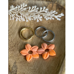pampilles interchangeables " Aloha Bloom " 25mm marbré orange .
