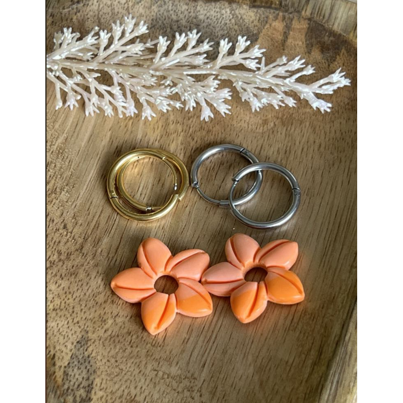pampilles interchangeables " Aloha Bloom " 25mm marbré orange . pampilles interchangeables " Aloha Bloom " 25mm marbré orange .