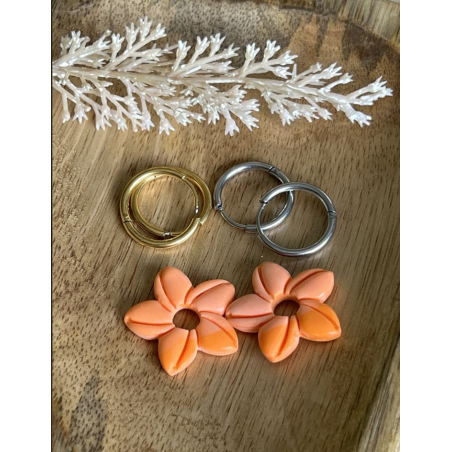 pampilles interchangeables " Aloha Bloom " 25mm marbré orange .
