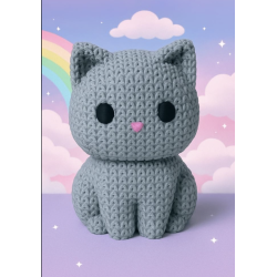 Petit chat tricot gris .