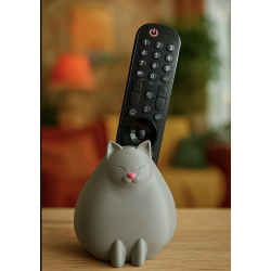 Porte télécommande " Chat " Gris.