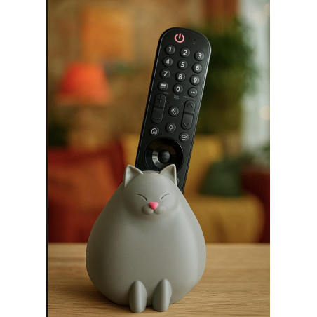 Porte télécommande " Chat " Gris.