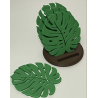 Dessous de verre  " Feuilles de  Monstera + socle " .