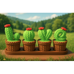 Ornement cactus tricot + socle  " Petites boites de rangement "