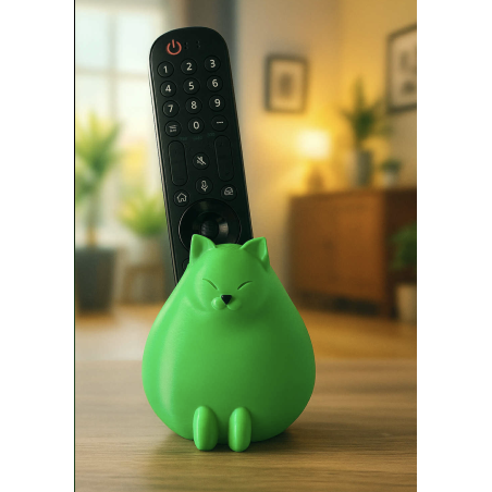 Porte télécommande " Chat vert pomme "